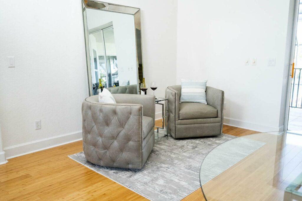 Small elegant sitting area in Naples Florida designed by OTW Interiors
