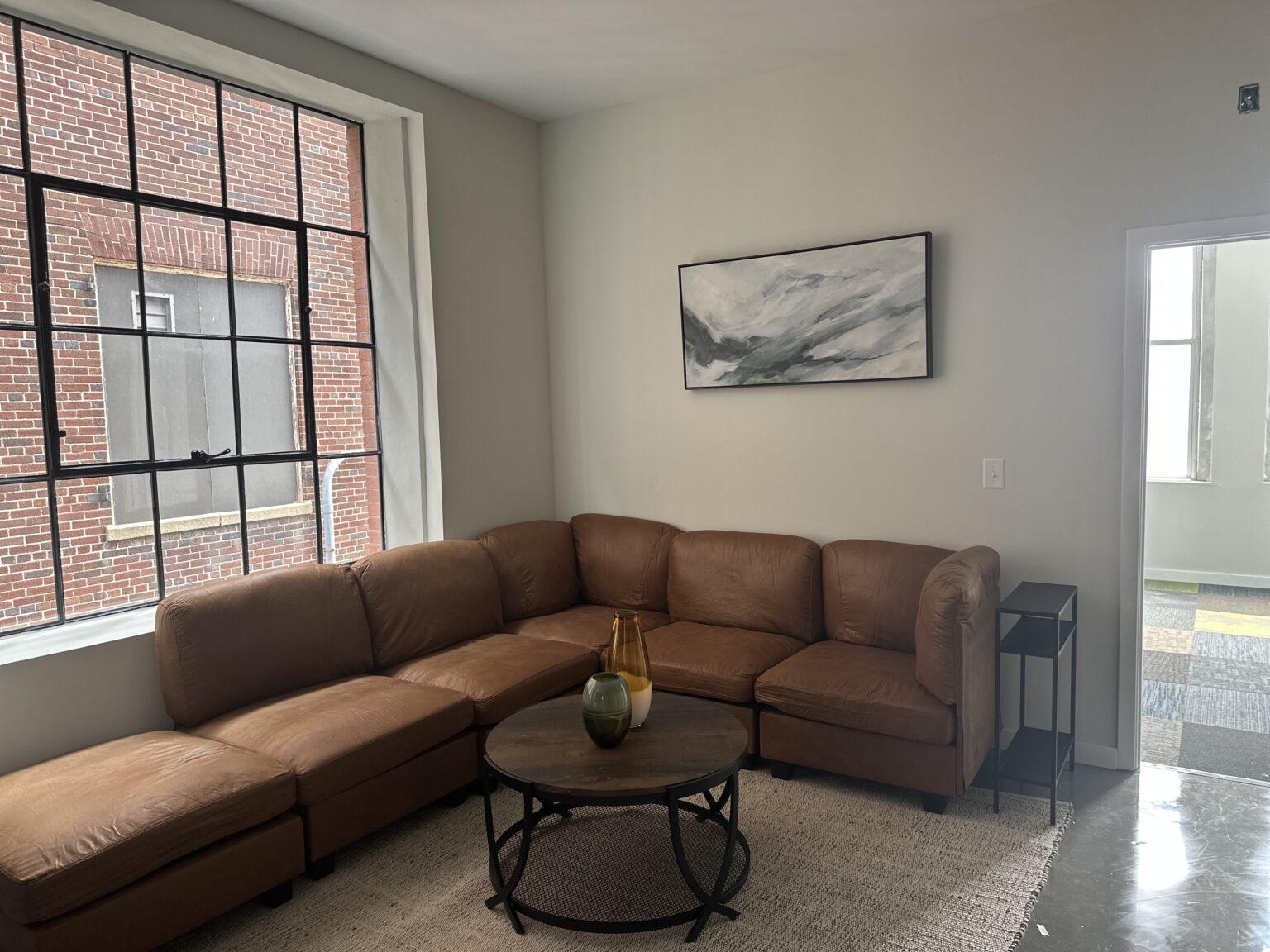 Living room in RHODE island with custom couch