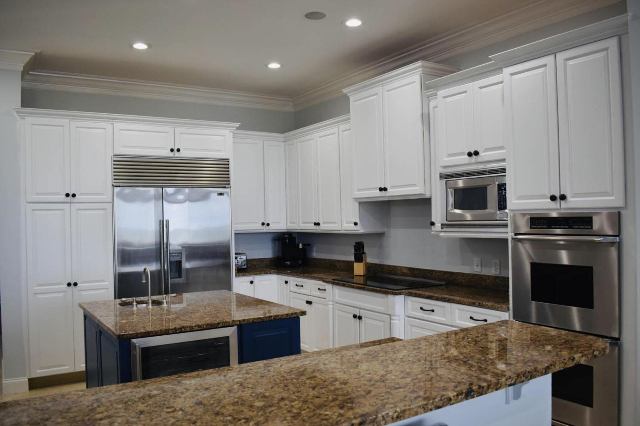 Kitchen face lift cabinets painted White Island painted navy South Carolina Kitchen face lift cabinets painted White Island painted navy South Carolina