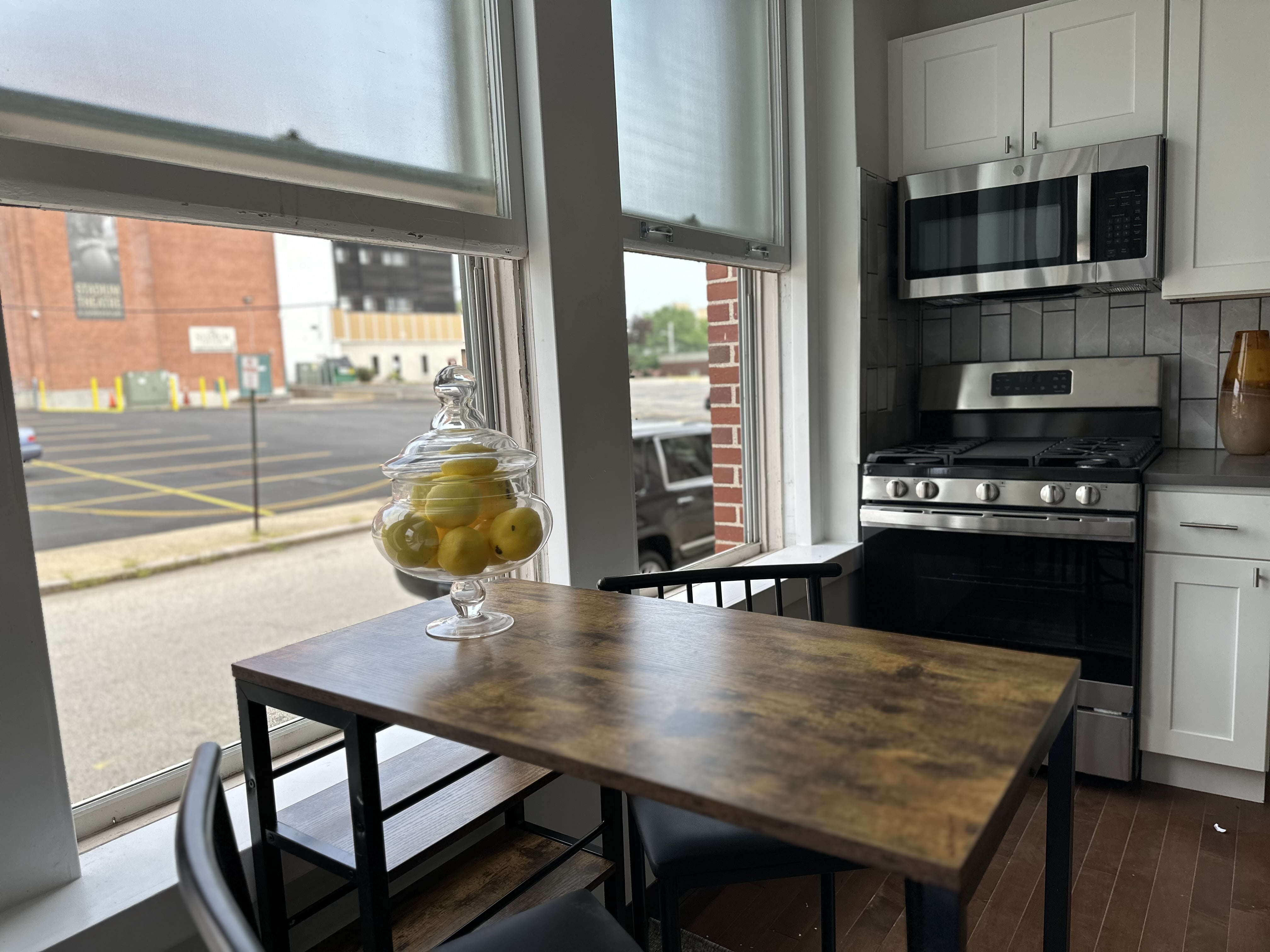 Small dining space in studio apartment in Rhode Island mid century modern Small dining space in studio apartment in Rhode Island mid century modern