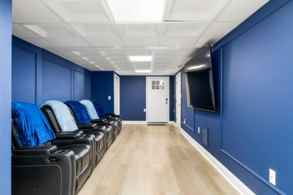 otw interiors lake norman nc luxury vacation rental entertainment, movie, gaming room