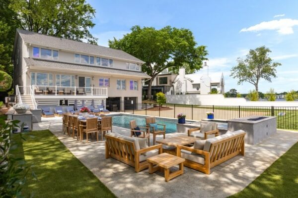 otw interiors lake norman nc luxury vacation rental pool patio furniture design