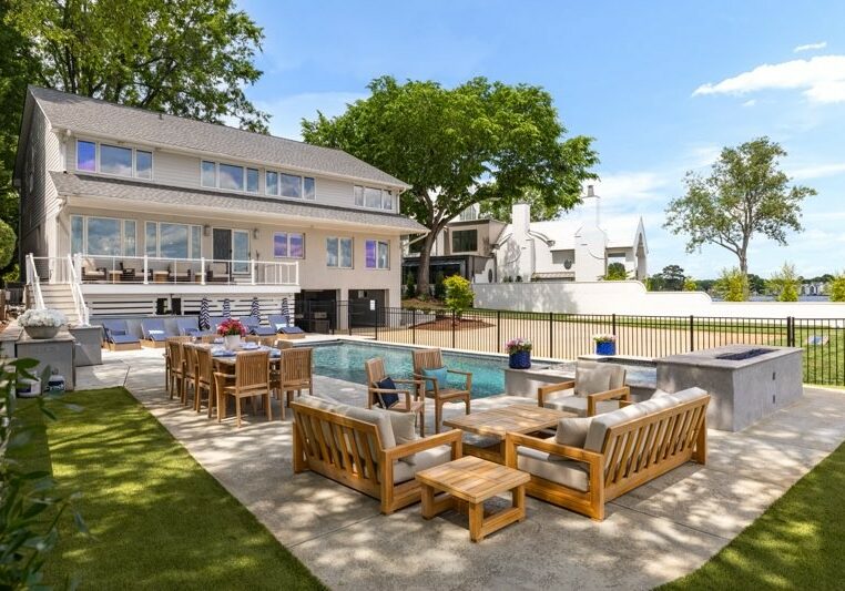 otw interiors lake norman nc luxury vacation rental pool patio furniture design